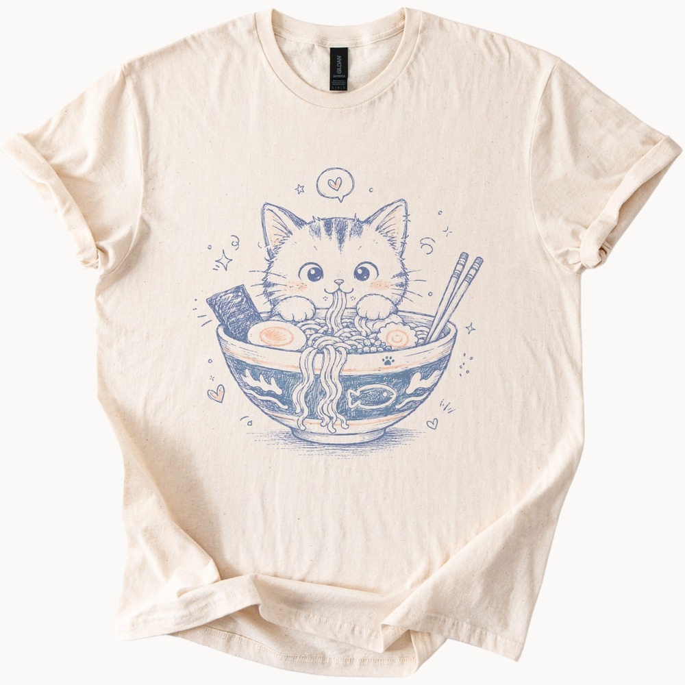 Ramen Cat Watercolor Shirt